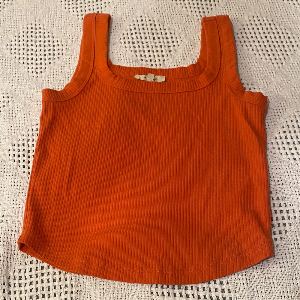 Madewell Orange Ribbed Tank Top